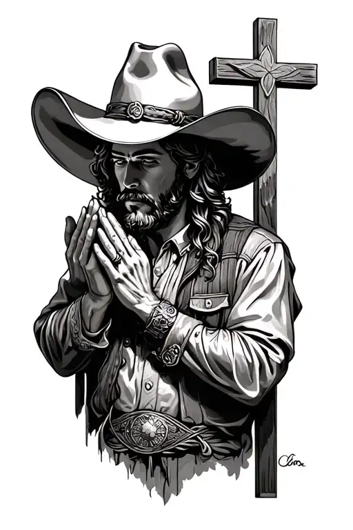 Cowboy Praying At The Cross