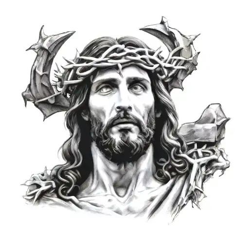 Face Of Jesus With Crown Of Thorns