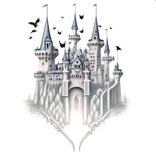 Guitar Castle With Bats