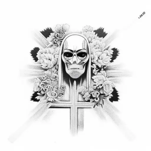 Black Figure Walking Towards Bright Cross