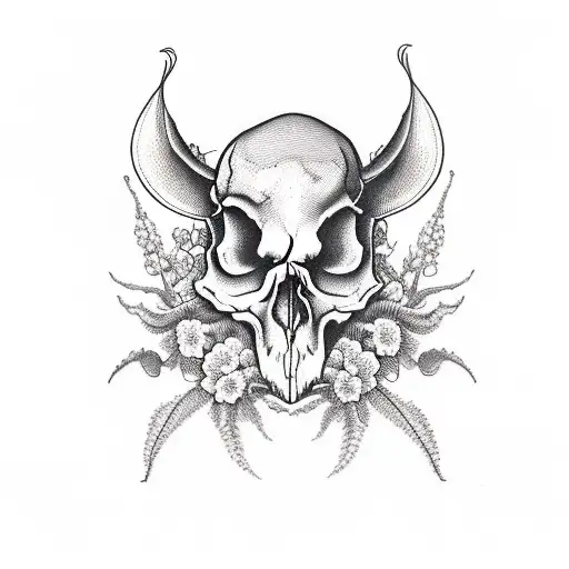 Rat Skull In Wisteria And Violets