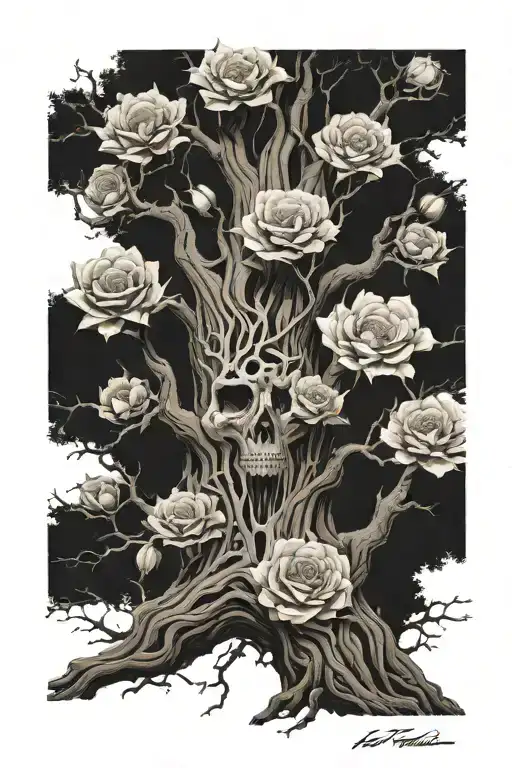 Scary Tree Growing With Dying Flowers