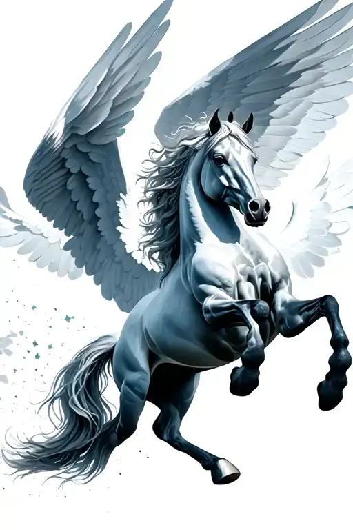 Pegasus Horse Flying With Open Wings