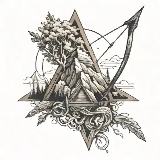 Arrow And Mountain And Knots Symbolizing