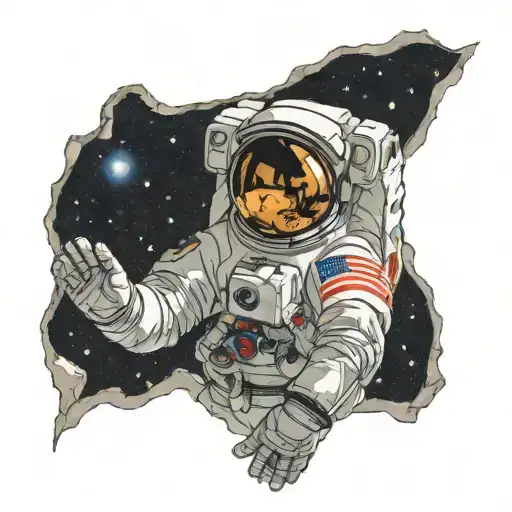 Astronaut In Space Reaching Out Curiously