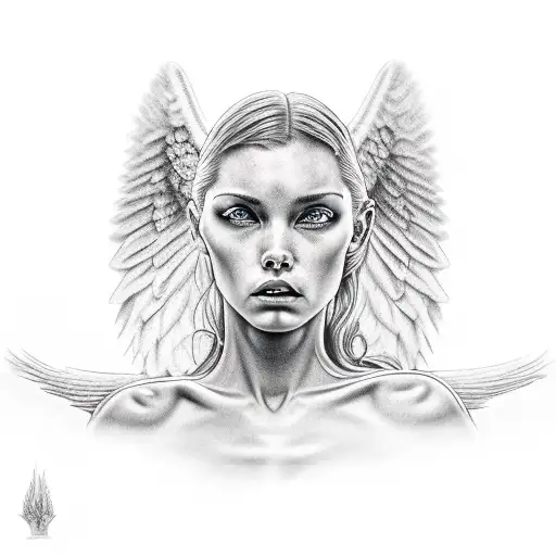 Angel Looking At Evil Angel In Water