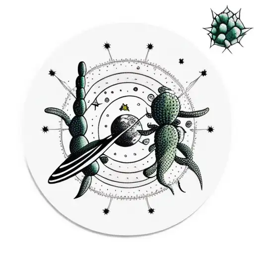Cactus With Space Theme