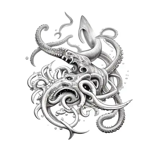 Poseidon And The Kraken In Rough Waters