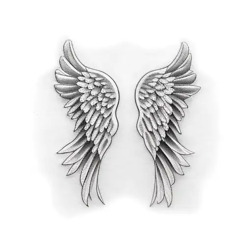 Angel Wings With Cursive R In Middle