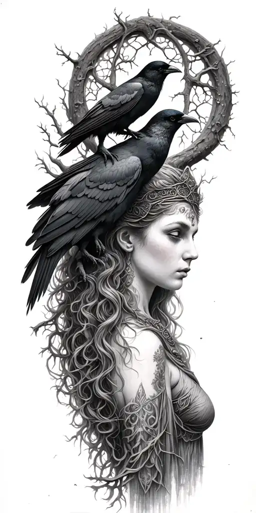 The Morrigan Irish Goddess With Crows An Old Tree Of Life