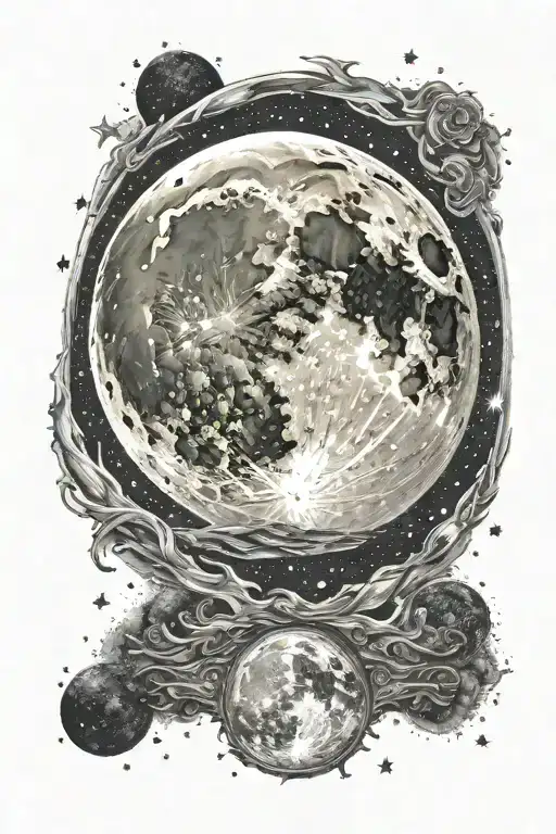 Realistic Full Moon Surrounded By Stars