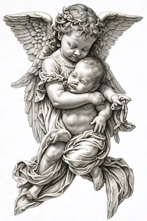Baby Angel Holding Baby Angel Playing