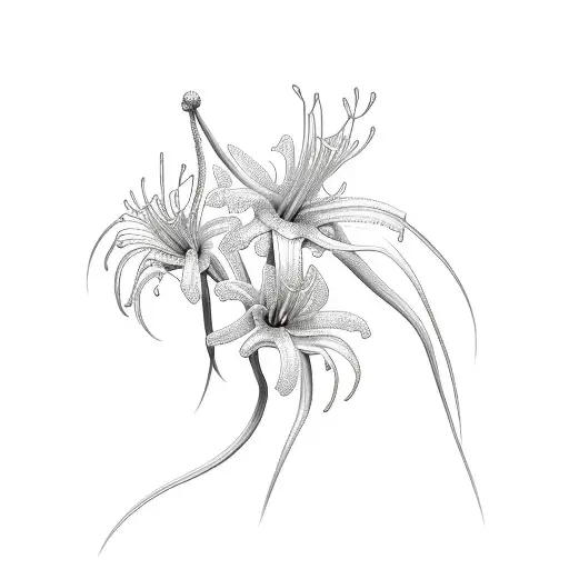 Three White Rocky Shoals Spider Lilies On A Black Background