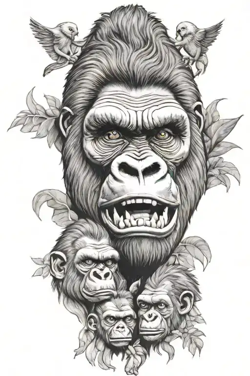 Angry Gorilla With Children