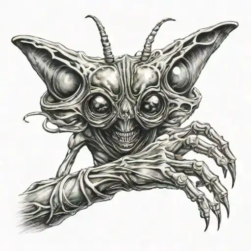 Alien With The Togue Aoutside The Moth For The Hand