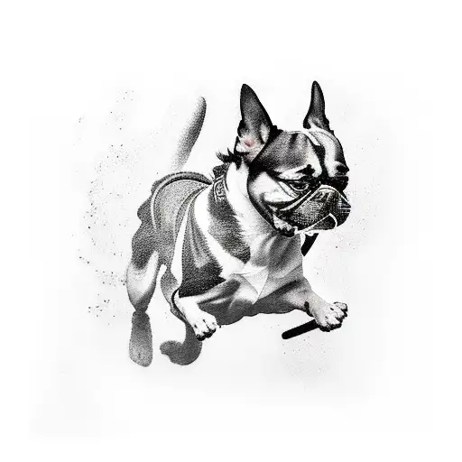 A Realistic Tattoo Of A Motorsport Track With A Dog Running Alongside The Cars