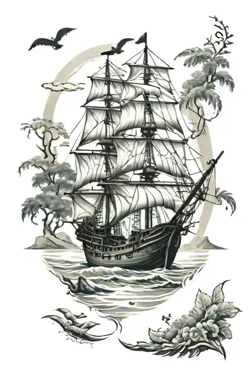 Pirate Ship And Nature