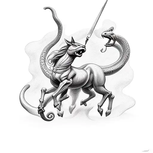 Centaur Battling Snake