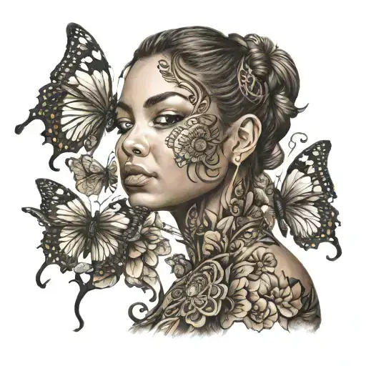 Mandala Butterfly Self Portrait Brown Skin Woman