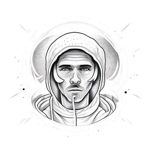 Man In Hoodie Laying On The Moon