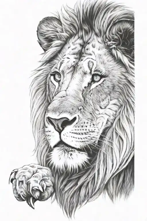 Lion With Blue Eyes Looking