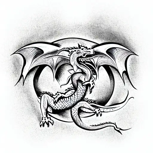 Lemniscate Dragon With 2 Heads Pointing To The Middle