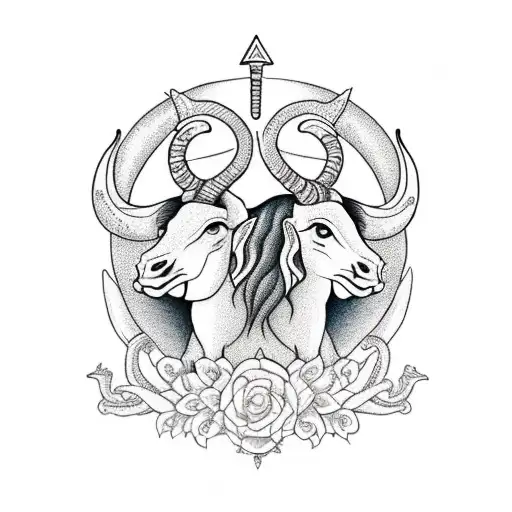 Boy And Girl Riding A Capricorn