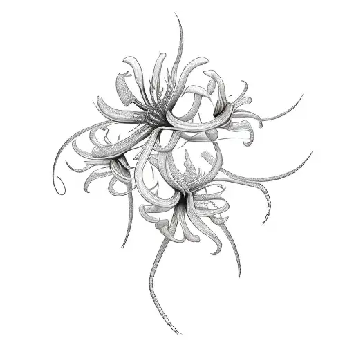 Three White Spider Lilies On A Black Background