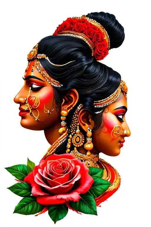 Theyyam Muthapan And Guliga With Rose Intertwined