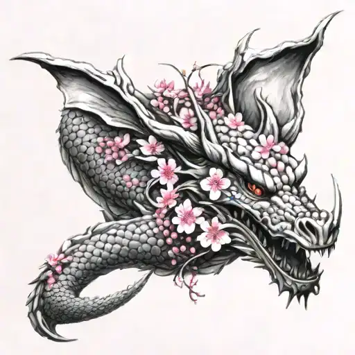 Full Dragon Wrapped With Cherry Blossom