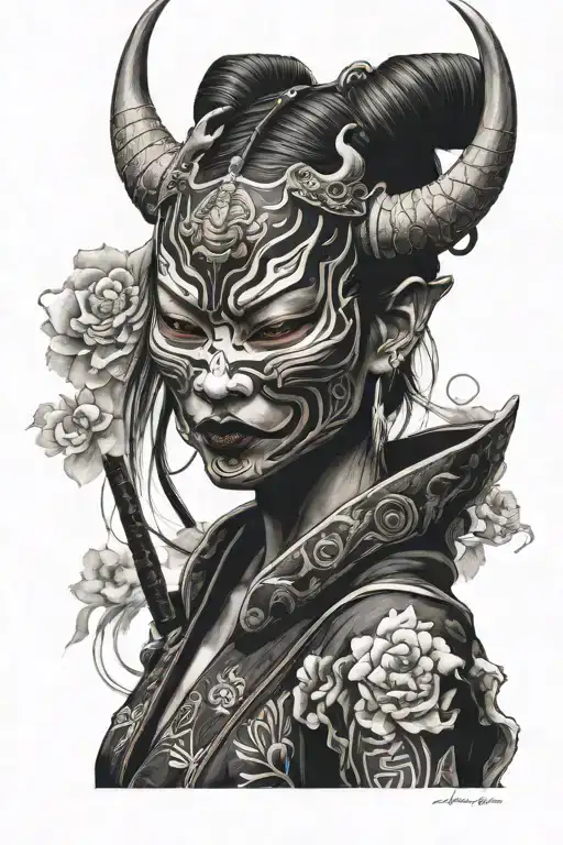 Femme Samurai Masque Hannya