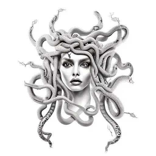 Lifelike Beauty Medusa With Snake Hair