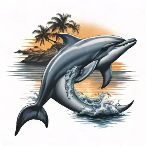 Dolphin Sea Sunset Background
