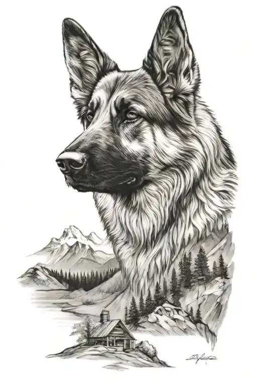 German Shepherd Mountain Landscape