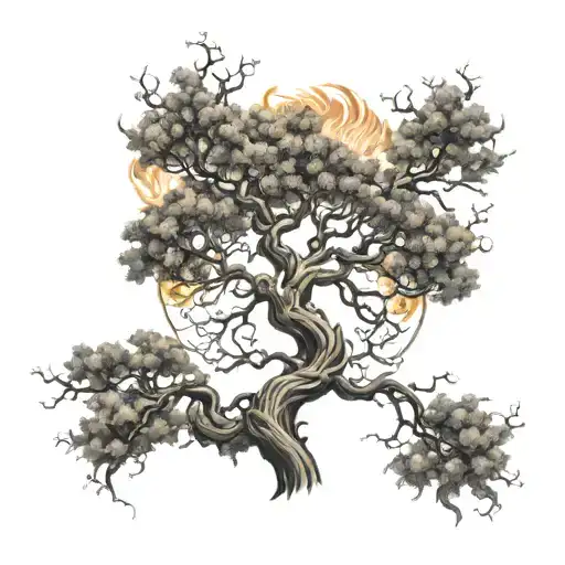 A Beautiful Flaming Tree Intertwined