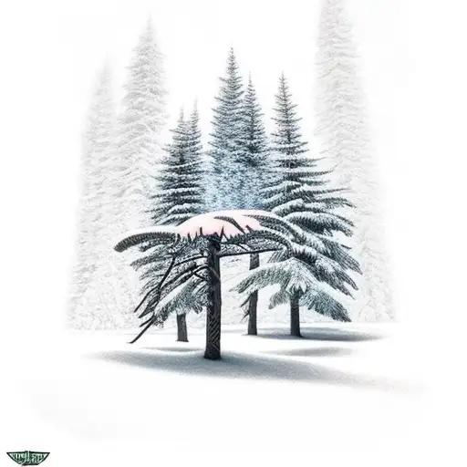 Trees Mountain Winter Hiker