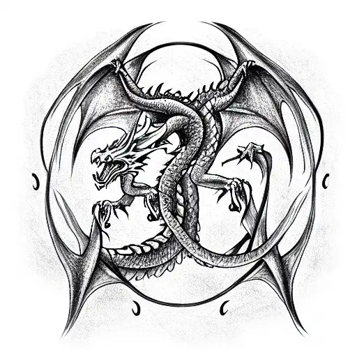 Dragon With 2 Heads As Infinity Sign