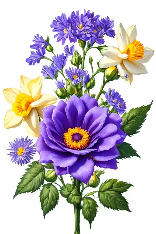 Rose And Daffodil Daisy Larkspur Aster