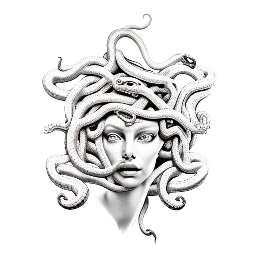 Classic Beautiful Medusa With Snake Hair