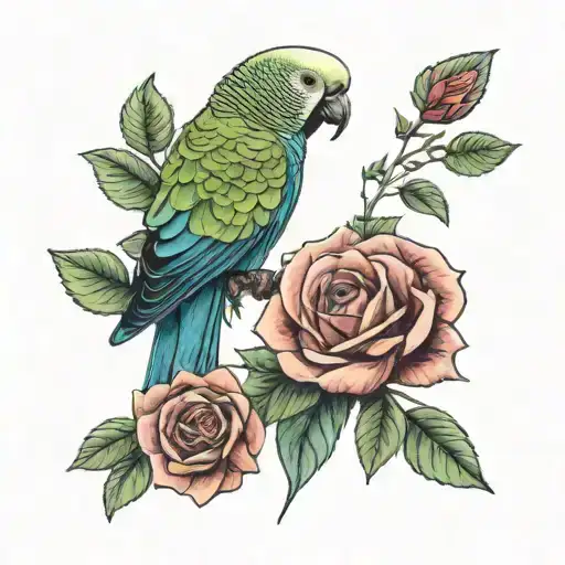 Parakeet And Rose