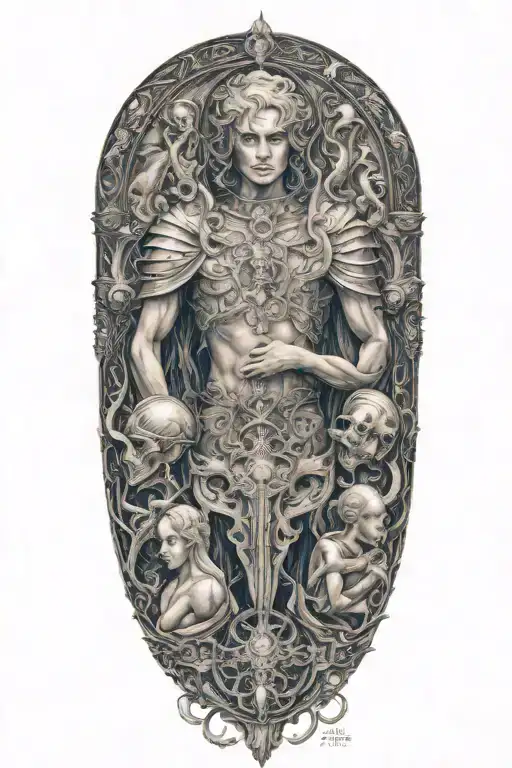 Jean Delville Arts Inspired Tattoo Featuring Characters