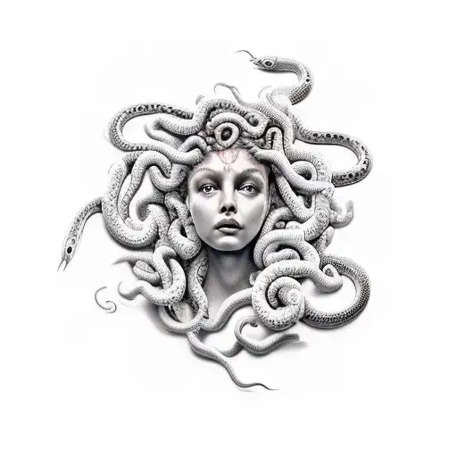 Lifelike Medusa With Snake Hair