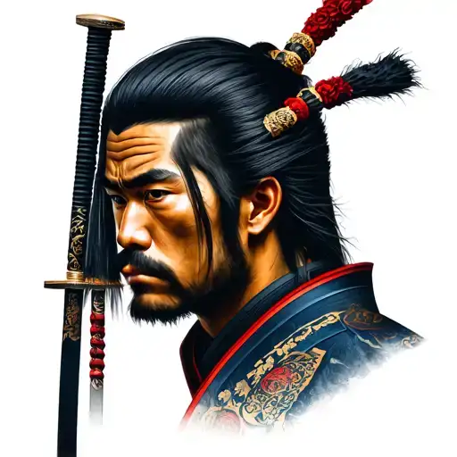 Face Profile Only One Side And Other Side A Samurai Art