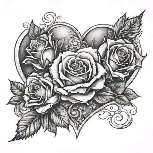 Bed Of Roses With Heart Shape Diamond In The Middle