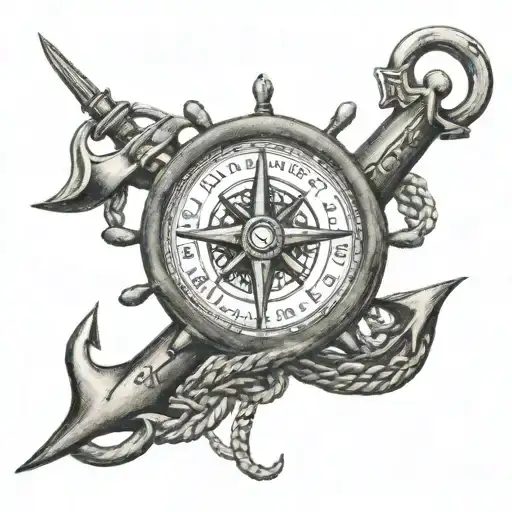 An Antique Anchor Combined With A Compass And The Lettering Seafarers Life 66705