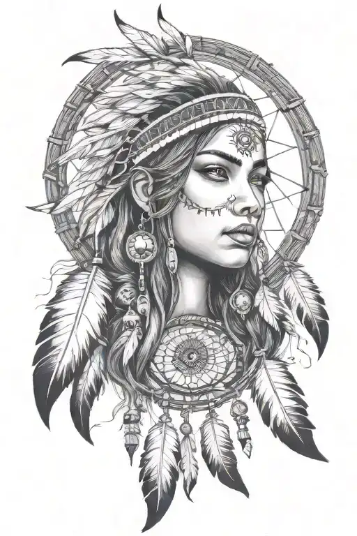 A Cute Indian Girl And A Dream Catcher Very Detailed