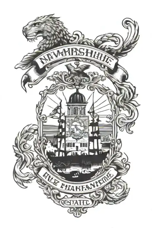 Outline Of The State Of New Hampshire State Seal Symbol