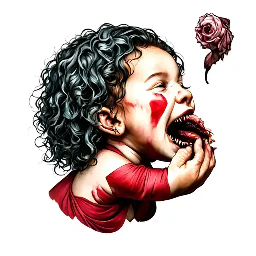 Mother Monster Eating Human Child