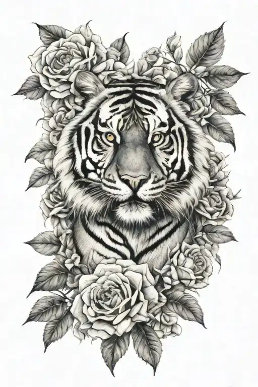 Tiger Flowers Sunflower Roses Surrounding