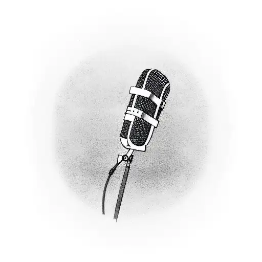 A Microphone Surrounded By Musical Notes And A Silhouette Of A City Skyline In The Background